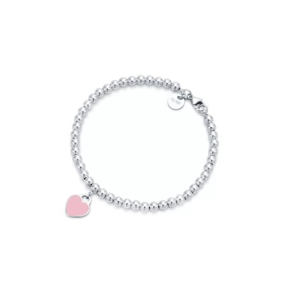 TIFFANY RETURN TO PINK HEART TAG BEAD BRACELET IN SILVER 4 MM 30978811